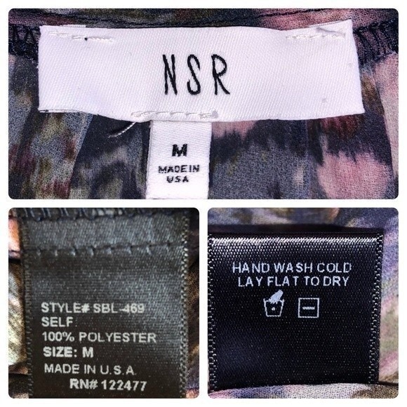 Stitch Fix NSR Blouse Purple Semi Sheer Watercolor Monet Floral Print Navy Top - Picture 7 of 7